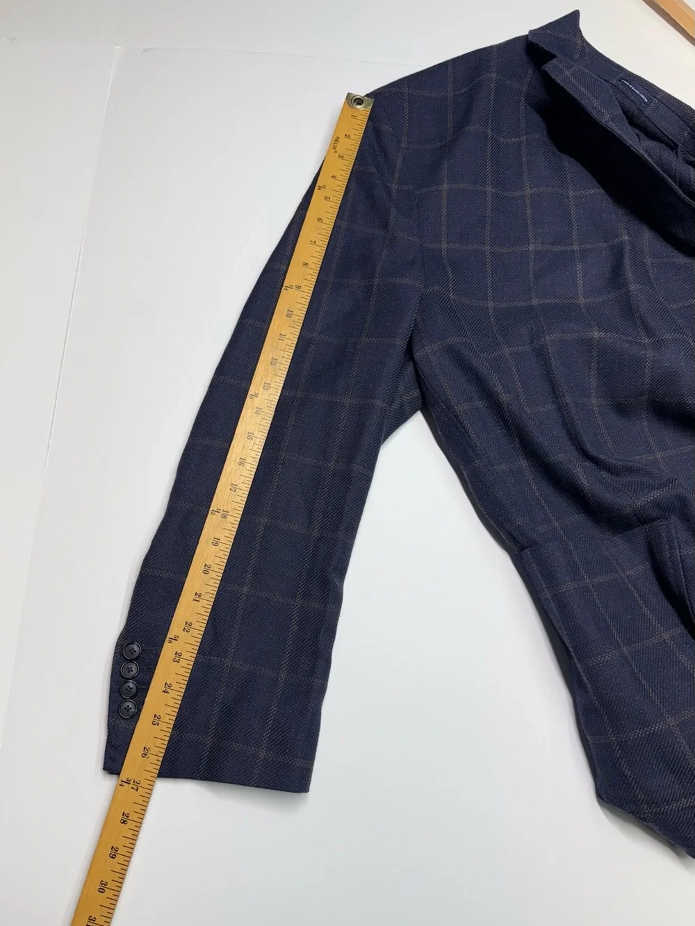 Stanford Men’s Blazer 58L Bat Fit Big Tall Plaid Navy Window Wrinkle RecoveryNWT
